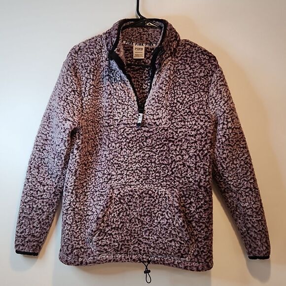 Pink Victoria's Secret 1/4 Zip Sherpa Fleece Pullover Women's Sz XS/XP Purple - Picture 1 of 10